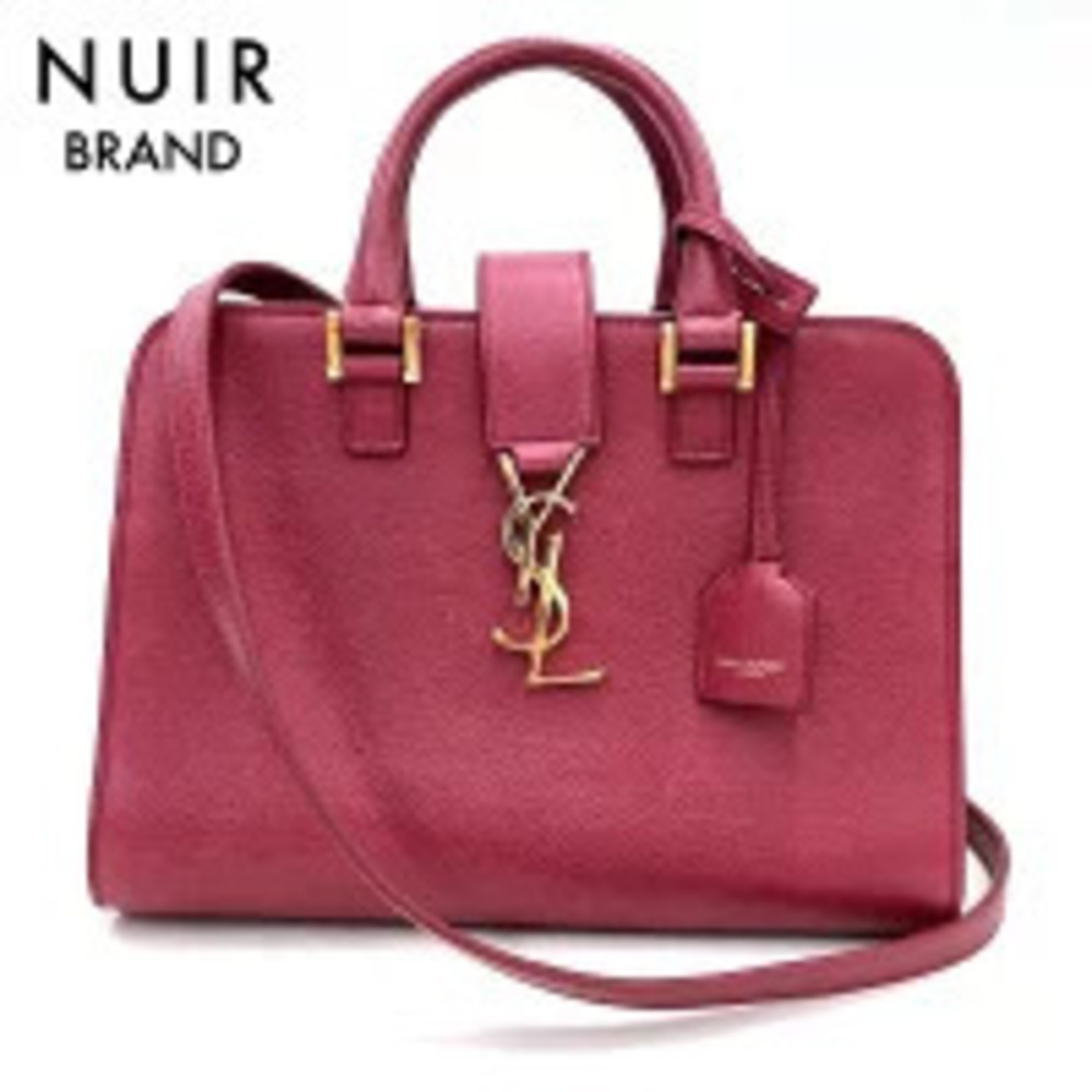 Yves Saint Laurent Baby Cabas Hand Shoulder Bag Leather Red